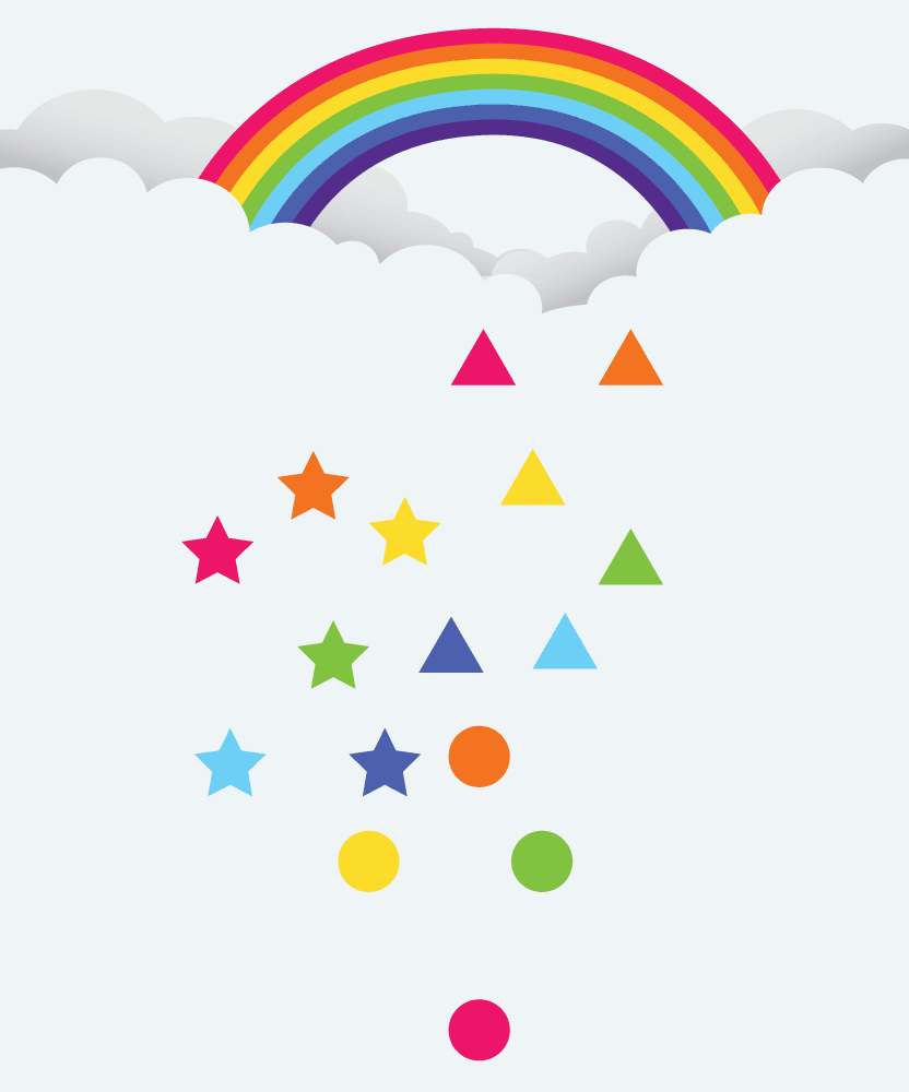 Bild: Regenbogenfarben Rätsel mit ungeordneten Symbolen