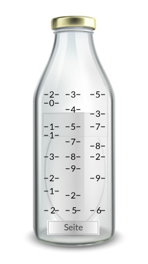 Bild der leeren Zielflasche mit Markierungen
