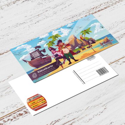 Rätsel Postkarte: Piratenschatz für Kinder Mockup