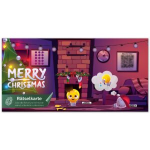 Rette Alvas Weihnachten Rätselpostkarte Vorderseite